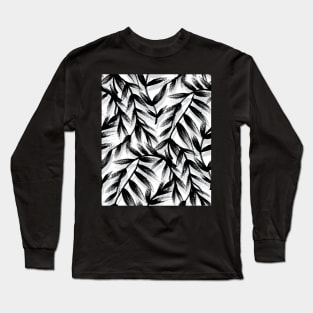 Painted Black and White Leaves Long Sleeve T-Shirt